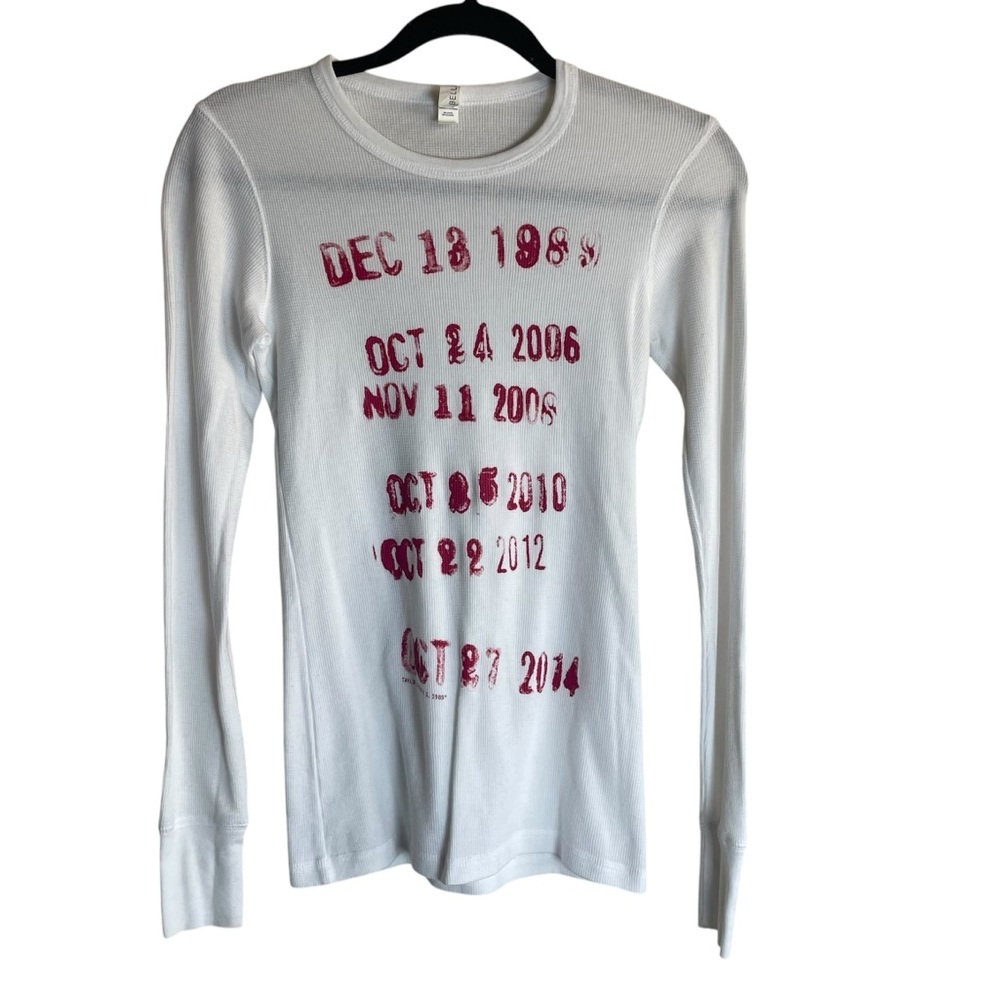 2014 Taylor Swift 1989 Merch Library Card Date Stamp Thermal T Shirt White Small